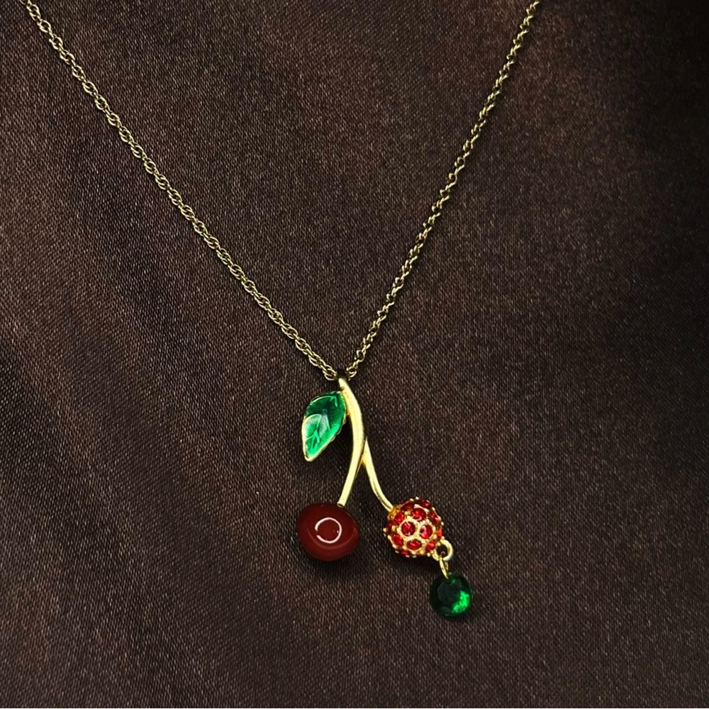 Dolce and Gabanna Upcycled Gold Cherry Necklace